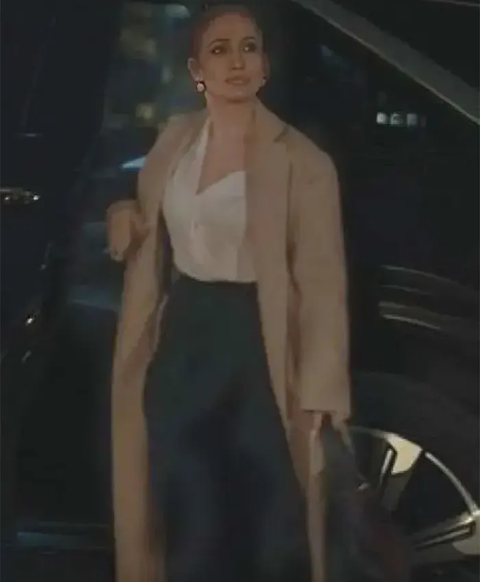 Office Romance Jennifer Lopez Trench Wool Coat Front