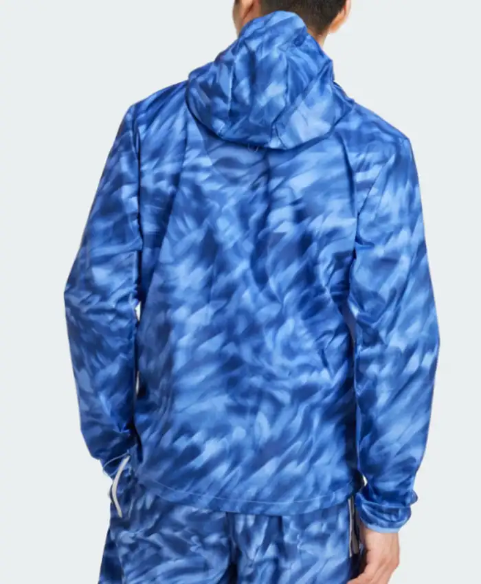 Own The Run Allover Print Blue Jacket Back