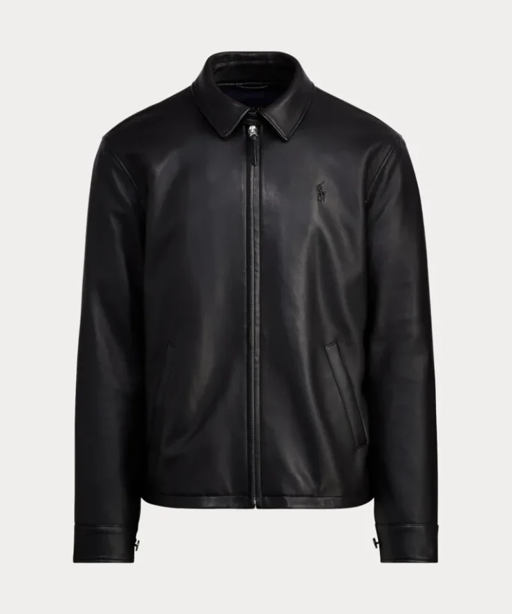Polo Ralph Lauren Bison Brown and Polo Black Leather Jacket