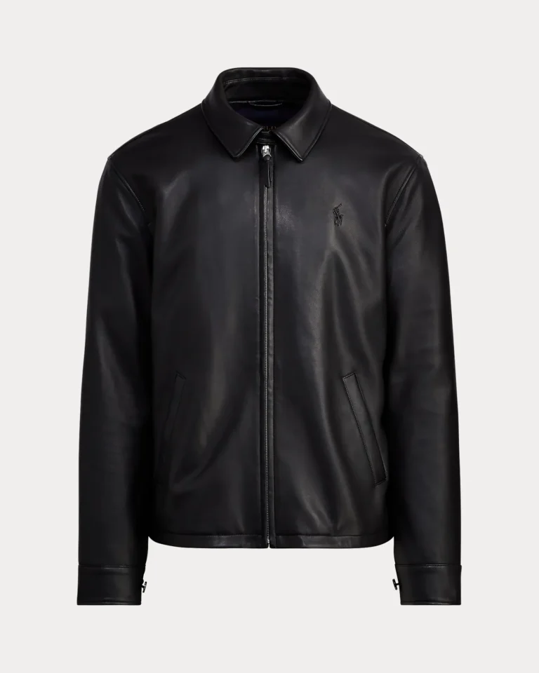 Polo Ralph Lauren Bison Brown and Polo Black Leather Jacket