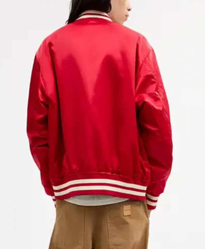 Press Junket 2026 “Off Campus” Jalen Thomas Brooks Red Jacket Back