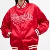 Press Junket 2026 “Off Campus” Jalen Thomas Brooks Red Jacket Front