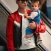 Proud Filip Raczynski Red & Black Striped Moto Jacket For Sale