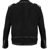 SNL studded leather jacket with snap-tab collar and zipper closure