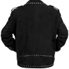 Ryan Gosling black leather jacket with a bold rock-inspired aesthetic