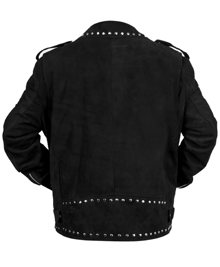 Ryan Gosling black leather jacket with a bold rock-inspired aesthetic