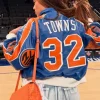 Shop Pro Basketball NBA Finals 3 Jordyn Woods NEW York Knicks Towns 32 Bomber Leather Jacket