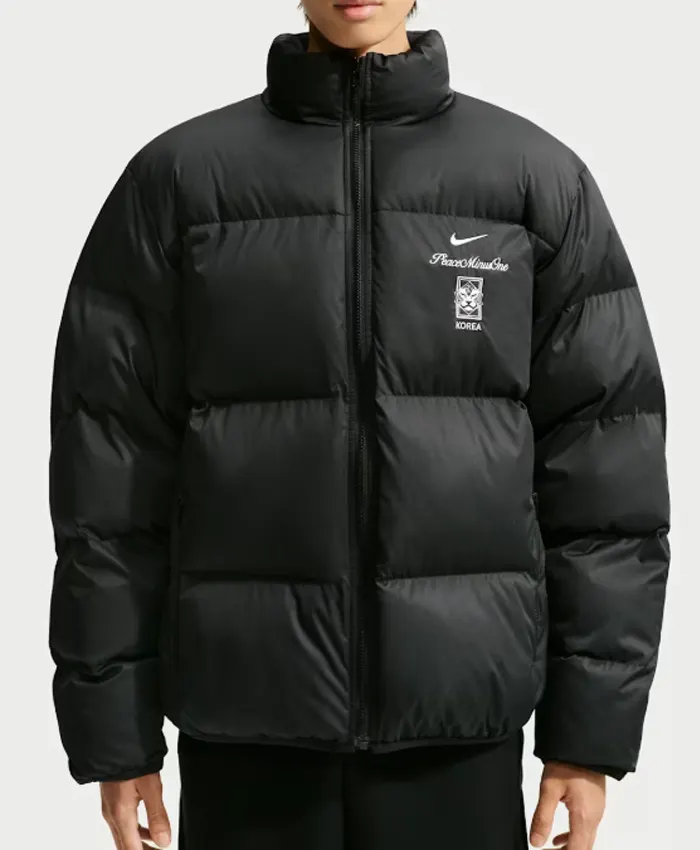 Buy Men's South Korea x Peaceminusone Black Zip-up Puffer Jacket