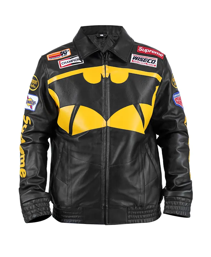 Supreme The Batman Leather Jacket Front Side