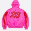 Supreme X Jordan Pink Hooded Leather Jacket Back