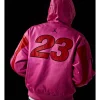 Supreme X Jordan Pink Hooded Leather Jacket For Sale
