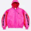 Supreme X Jordan Pink Hooded Leather Jacket Front