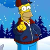 The Simpsons Homer Simpson Navy Blue Bomber Jacket For Sale