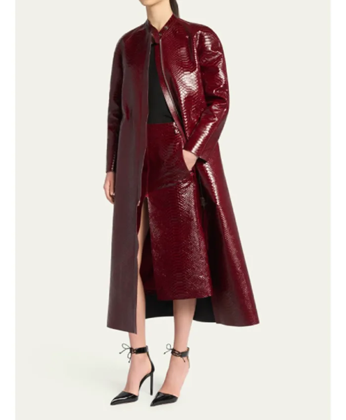 The Today Show 2026 Jennifer Lopez Leather Snake Embossed Coat Side