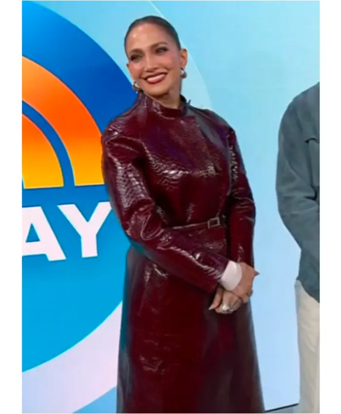 The Today Show 2026 Jennifer Lopez Leather Snake Embossed Coat