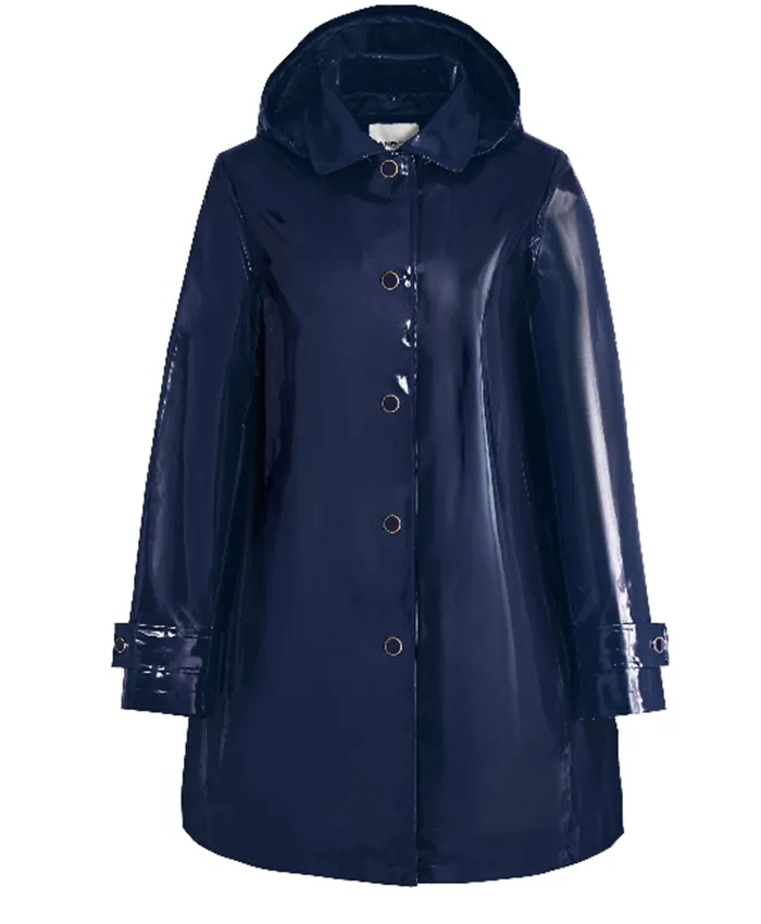 The Today Show Dylan Dreyer Blue Hooded Rain Coat Front
