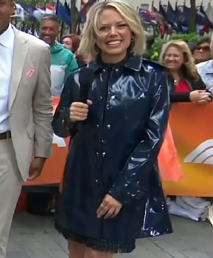The Today Show Dylan Dreyer Blue Hooded Rain Coat