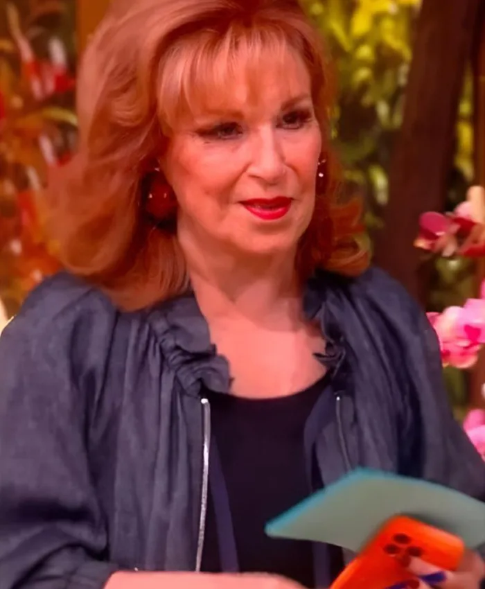 The View 2026 Joy Behar Grey Ruffle Neck Jacket For Sale