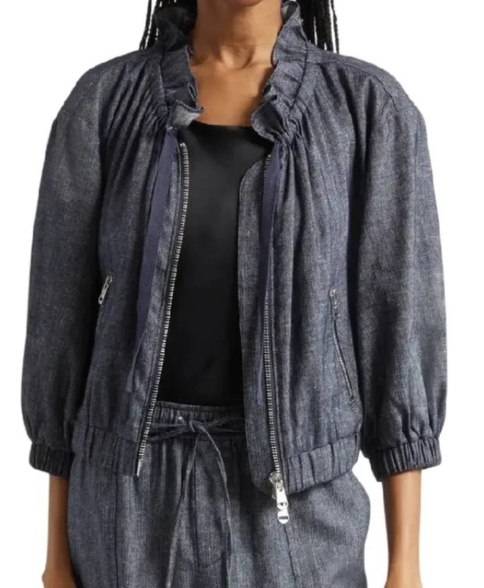 The View 2026 Joy Behar Grey Ruffle Neck Jacket