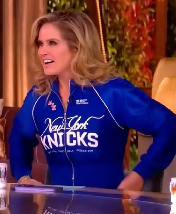 The View Sara Haines Knicks Crop Track Jacket