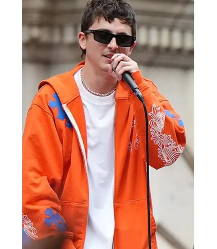 Timothée Chalamet New York Knicks Championship Orange Hoodie For Sale