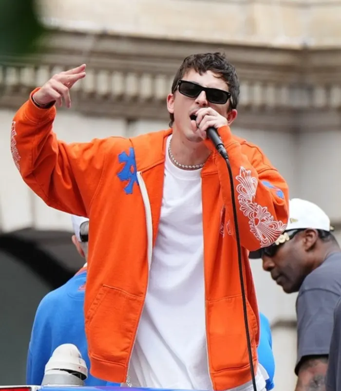 Timothée Chalamet New York Knicks Championship Orange Hoodie