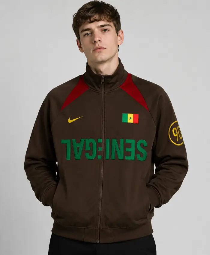 Shop Travis Scott CJ x Senegal Total 90 Anthem Brown Jacket For Men and Women