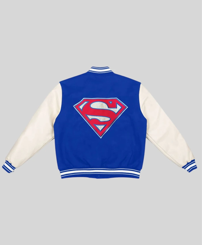 US Soccer x DC Superman Blue Varsity Jacket Back