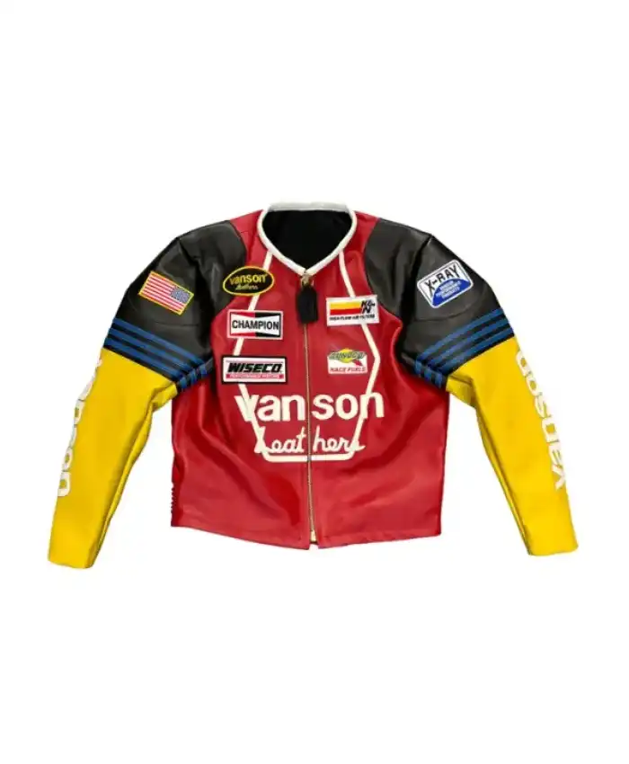 Vanson Leather Prominent Motorcycle Star Jacket Style 2 Fornt
