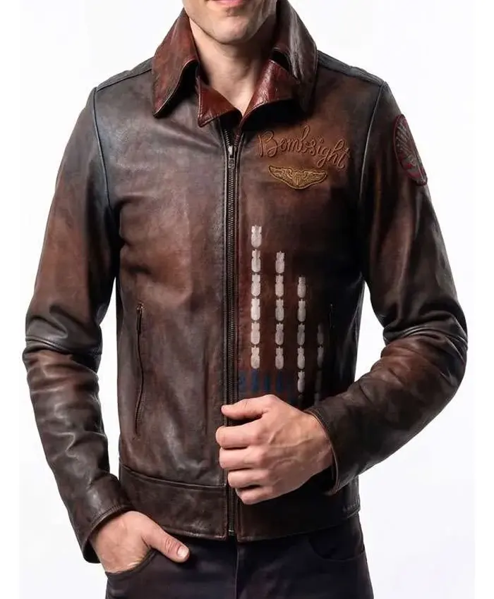 Vought Rising S01 Bombsight Distressed Leather Jacket Front