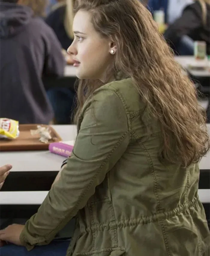 13 Reasons Why Katherine Langford Green Cotton Jacket Back