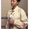 2026 Azzi Fudd Beige Leather Jacket