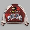 2026 Mickey Mouse Wolves Club Roxy Box Cut Rudy Maroon Letterman Varsity Jacket