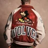 2026 Mickey Mouse Wolves Club Roxy Box Cut Rudy Maroon Letterman Varsity Jacket Back
