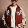 2026 Mickey Mouse Wolves Club Roxy Box Cut Rudy Maroon Letterman Varsity Jacket Front