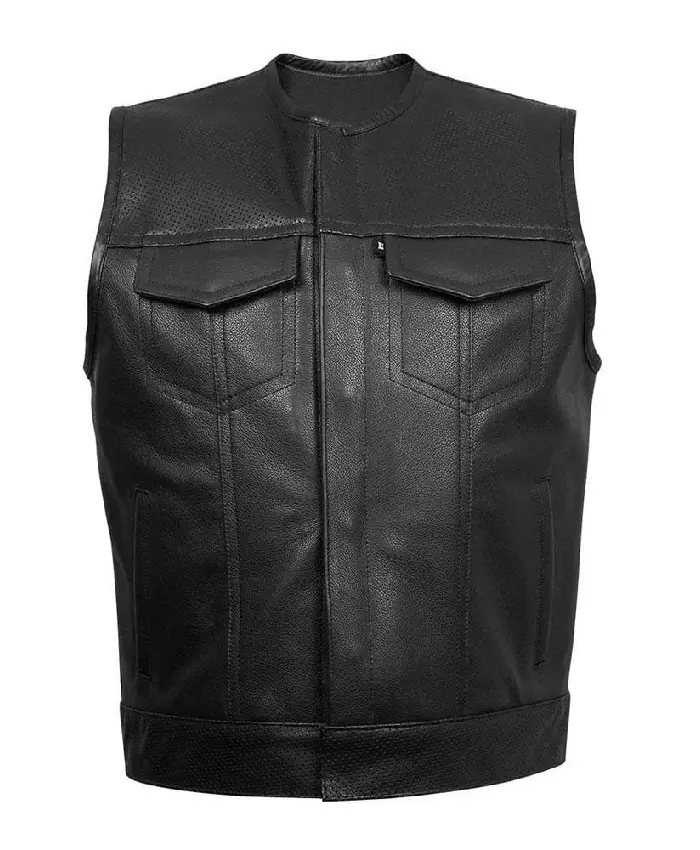 Men's 50-50 Club Vest 2 Black Leather Vest For Sale