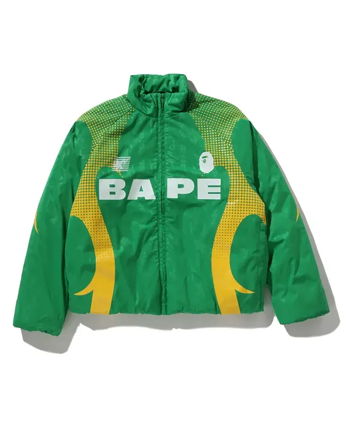 Aba Frame Monogram Green Jacquard Padded Jacket