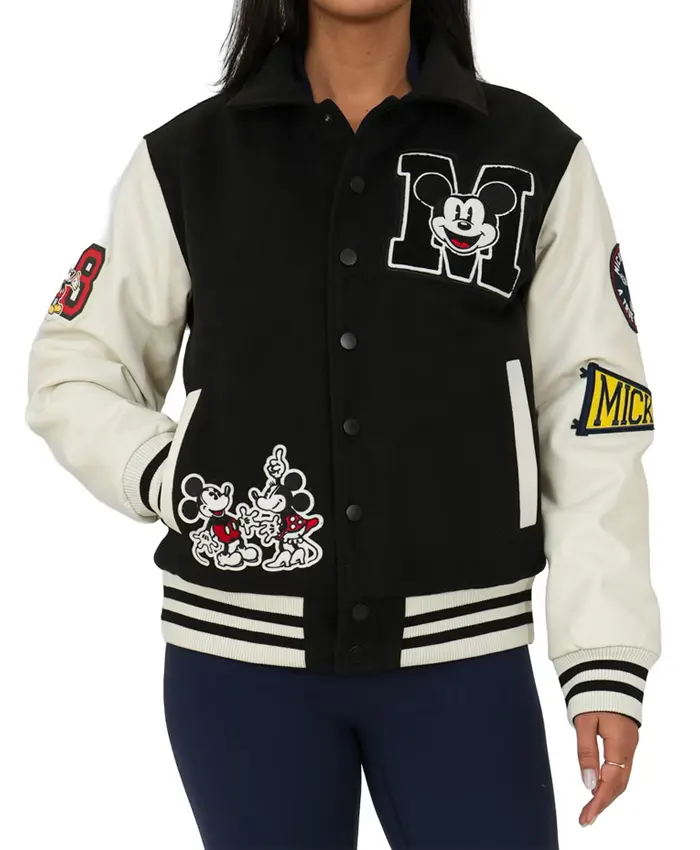 Adult-Unisex-Mickey-Mouse-Black-Varsity-Jacket