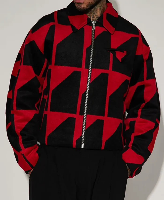 All The Queens Men S05 Amp Jacquard Cropped Jacket Front