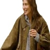 Amanda Batula TV Series In The City 2026 Brown Suede Leather Jacket Front