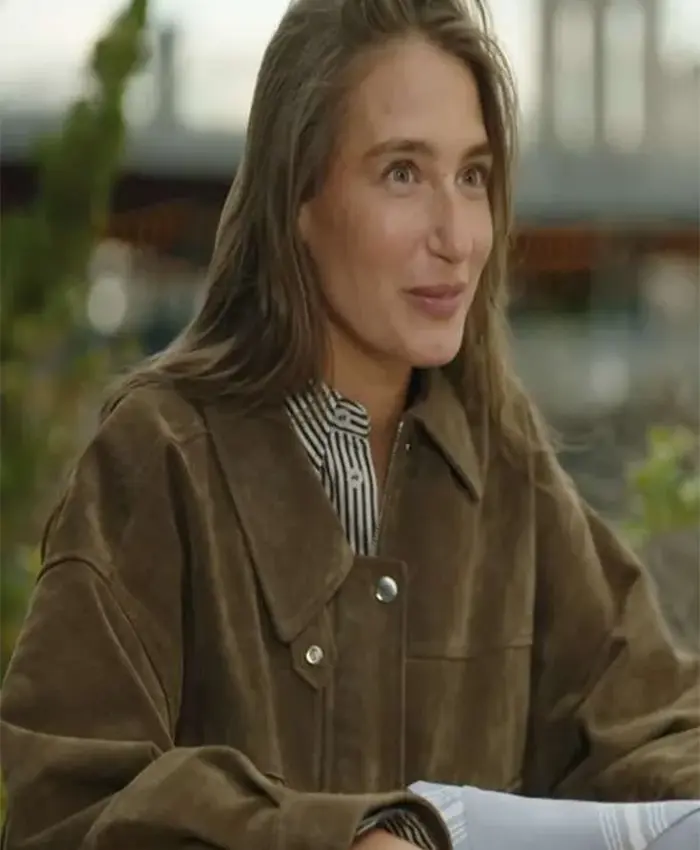 Amanda Batula TV Series In The City 2026 Brown Suede Leather Jacket