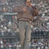 Arirang Paris Tour 2026 J-hope Louis Vuitton Brown Sequin Varsity Jacket