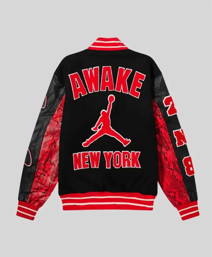 Awake NY x Jordan Black Letterman Jacket For Sale