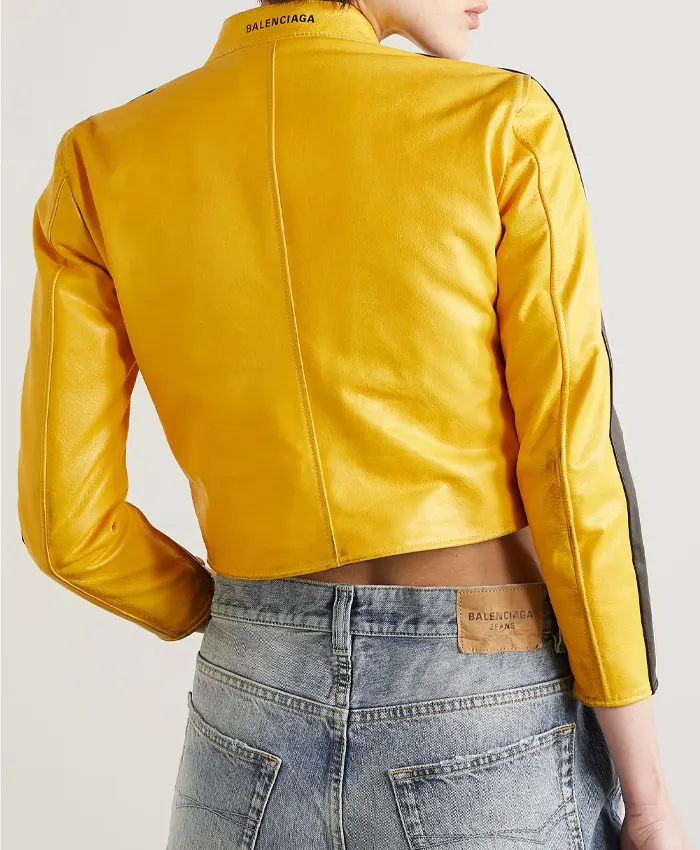 Balenciaga-Cropped-Yellow-Leather-Jacket-Back