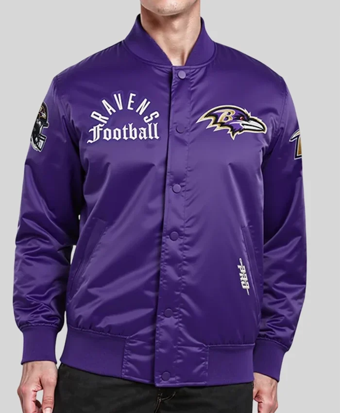 Baltimore Ravens Purple Satin Jacket Front