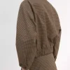 Battle on the Beach S05 Sarah Baeumler Brown Hondstooth High-Neck Jacket