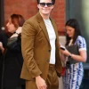 Bill Skarsgård NYC 2026 Brown Blazer