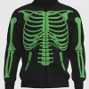 Black & Green Skeleton Halloween Bomber Jacket