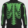 Black & Green Skeleton Halloween Bomber Jacket Back