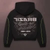 Brazil Black Bomber Hooded Jacket